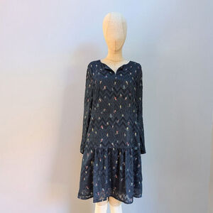 Cath Kidston Blue Metallic Skiers Dress Size 10